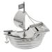 Personalised Silver Plated Money Box - Pirate Ship - Engraved with a message of your choosing making this a great christening or Birthday gift.