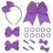 Bekecidi 20 Pieces Bow Hair Accessories Set Bow Hair Tie Hairpin Bow Hair Clips Rubber Band Bow Headband Hair Styling Decoration Accessories for Girls and Kids (Purple)