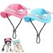 Pet Baseball Hat Round Brim Princess Cap Dog Visor Hat Sun Protection Cap Dog Mesh Porous Cap with Ear Holes and Chin Strap for Small Dogs Pug Chihuahua Shih Tzu Yorkshire Terriers, 2 Colors