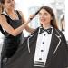 Visesunny Tuxedo Barber Cape with Black Bow Tie - Anti-Static Water-Resistant Hair Cutting Cape for Professional Salon Use - Buy Online on GoSupps.com
