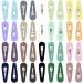 COZEASY 36 pcs Snap Hair Clips in matte colors, 2.2 inches cute barrettes for women kids baby girls, no slip hairpin for fine hair, metal acrylic plastic hair accessories (Set 01) Matte Color Set 01