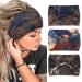 Zoestar boho-frontal ligaments wide batik coloring yoga headscarf knotted turban headband vintage stylish hair bands elastic thick fashionable hair accessories for women and girls (3 pieces)