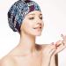 Satin Lined Double Layer Sleep Cap Set for Women - Blue Lattice Green Stripe Navy Pink - Perfect for Curly Hair - Slouchy Beanie Slap Hat (4 Pieces) - Buy Online on GoSupps.com
