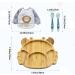 Bamboo Baby Plate with Suction Cup | Cartoon Toddler Plate Set - Ideal for Kids | Eco-Friendly Bamboo + Silicone Spoon & Fork | 20x18x3.5cm - Buy Online on GoSupps.com