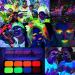 8 Colors Glow In The Dark Face & Body Paint - Neon Fluorescent Makeup for Halloween Parties & Costumes - Water Based UV Blacklight Paint - Buy Online on GoSupps.com
