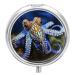 Round Pill Box Blue Ringed Octopus Print 3 Compartment Medicine Pill Case Print Pill Organizer Decorative Metal Portable Pill Box Pocket Pill Box