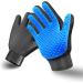 Pet Grooming Glove Hair Remover Brush Gentle Deshedding Efficient Pet Mitt Pet Massage Gloves Left & Right Hand Draw Dogs Cats Horses Long Short Fur (1Pair Left & Right Hand) Blue