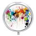 Pill Box Pill Case 3 Compartment Travel Pill Box Abstract Paint Splashes Printing Small Pill Box Portable Medicine Pill Case Pill Organizer for Purse & Pocket for Travel Handbag (Round)