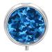 Round Pill Box Blue Camo Print 3 Compartment Medicine Pill Case Print Pill Organizer Decorative Metal Portable Pill Box Pocket Pill Box