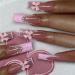 Soild Pearl Fake Nail Long Square Press on Nails Pink French Tips Nail Art Decoration for Women and Girls Manicure 24pc