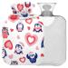 Naanle Valentine's Day Penguins Heat bottle MITED Transparent hot water bottle 2l Large hot hot water bottle for bed hand feet Warmer pain relief heat and cold therapy