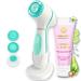 Lumineo Blemish Skin Facial Cleansing Brush with 3 Medical Silicone Brush Heads Electric USB Facial Brush with Cleansing Gel for Acne-Prone Oily and Flaky Skin (Turquoise) Turquoise (Blemish Skin)