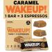 WAKE UP! Caffeinated Caramel Protein Bars - Gluten Free Vegetarian 350mg Caffeine (Pack of 6) - Boost Focus & Clarity - Kosher Snack - Buy Online on GoSupps.com
