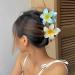Plumeria Flower Hair Claw Clips - 7Pcs Slipproof Plastic Hairpins | Trendy Hawaiian Accessories for Weddings & Beach Parties - Buy Online on GoSupps.com