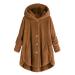 Fleece plush jacket fluffy warm zipper wool jacket ladies sweater fleece sweater sweaters on both sides transition jacket breathable light quilted jacket autumn winter coat with hooded plush jacket brown m
