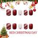 24 Pcs Wine Red Elk Christmas Day False Nails - Full Cover Square Stick on Nails with Glue for Women and Girls Nail Art - Buy Online on GoSupps.com