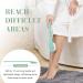 17 Inch Shower Body Brush with Long Handle - Exfoliating Back Scrubber for Men and Women - Non-Slip Handle and Adhesive Hook - Celadon Green - Buy Online on GoSupps.com