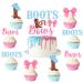kreat4joy 25pcs Boots Or Bows Gender Reveal Decorations Double-Sided Printing Boots Or Bows Cake Topper Cupcake Toppers for Western Cowboy Cowgirl Gender Reveal Party Decorations