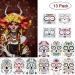 COKOHAPPY Halloween Face Tattoos Makeup Kit - 13 Pack of Day of the Dead Sugar Skull & Floral Skeleton Designs for Families - Buy Online on GoSupps.com