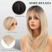 Feshfen Ombre Blonde Wig for Women | 45cm Synthetic Hair Ponytail | Natural Look Black to Blonde - Buy Online on GoSupps.com