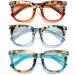 Viseng Women's Showbiz Square Blue Light Blocking Fashion Reading Glasses Stylish Reader Set of 3 (+2.0) 3 Pcs :a 2.0 Diopters