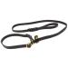 CopcoPet - Retriever leash/agility leash made of fat leather brass size 1.40 mx 10 mm black Dog leash 1.40 mx 10 mm brass black