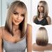 Kellynee Ombre Brown Bob Wig - Dark Roots with Light Gold to Deep Chestnut Tips - Straight Heat Resistant Synthetic Hair for Women - Effortlessly Stylish for Daily Wear Parties and Special Occasions