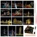Scratch Art Paper, Rainbow Night View Scratchboard Pads for Adults and Kids, Mini Envelope Postcard Art & Crafts Set: 12 Sheets Scratch Cards & Scratch Drawing Pen, Brush 7.9"x5.5" (Building Series)