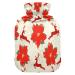 Hot water bottle with poinsettia flowers and reindeer with soft fleece cover 2 litre hot water bag for hot and cold compresses