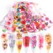 Flower Nail Foils Nail Art Glue Transfer Foil Nail Decals Adhesive Nail Art Supplies for Acrylic Nails Foil Stickers for Women Kids Colorful Flora Manicure Tips Nail Decoration Accessories(10 Sheets)
