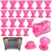 JANYUN 40 Pcs Pink Magic Hair Rollers Include 20pcs Large Silicone Curlers and 20pcs Small Silicone Curlers Dark Pink