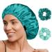 Folai 1 piece of sleeping hat satin bonnet night sleep hat adjustable sleeping cap headgear soft head hood sleeping hood silk with elasticiz for women and girls ... green