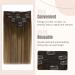 FSHINE 120g Ombre Clip-in Hair Extensions | 100% Remy Human Hair - Dark Brown & Caramel Blonde Balayage - 40cm - 7 Pieces - Buy Online on GoSupps.com