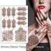 Brown Henna Temporary Tattoo Stickers - 80+ Exquisite Lace Flower Mandala Elephant Patterns - Waterproof Fake Tattoos for Women - 6Pcs Set - Buy Online on GoSupps.com