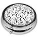 Shop Stylish Black & White Dot Round Pill Box - 3 Compartment Travel Organizer for Medicine & Vitamins - Buy Online on GoSupps.com