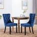 High-Quality Velvet Dining Room Chairs - Set of 4 Blue Padded Chairs with Nail Head Trim & Solid Wood Legs - Buy Online on GoSupps.com