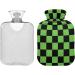 2L Heat Bottle - Durable Hand Warmer Bag for Pain Relief Cramps & Heat Therapy - Black & Green Grid Design - Buy Online on GoSupps.com