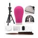 22 Inch Canvas Wig Head,Wig Stand Tripod with Head,Mannequin Head for Wigs Making Display with Tripod stand,Wig caps,T Pins Set Bristle Brush(Rosy) Red(22inch)