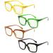 Eyekepper 4-Pack Progressive Multifocus Reading Glasses Blue Light Blocking for Women No Line Multifocal Readers Square Design 4 Pack Mix Color 1.5 x