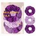 BasicSense Silk Hair Scrunchies Luxurious Mulberry Hair Tie - Skinny Large Scrunchy Set of 3pcs Purple Assortment L Purple Tone