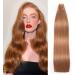 Hotlulana tape extensions real hair auburn ginger extensions real hair 20 inch/50cm 50g invisible 100% natural tape in extensions real hair human hair 20pcs skin weft real hair extensions tape #30.#30 Auburn Ginger 50cm 20 inch (20 pack)