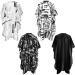 4 Pieces Stylists Salon Barber Cape Waterproof Hair Haircut Hairdressing Cape with Elastic Hook for Barbers Stylists(Black, White, Simple Prints, White Scissor Prints)