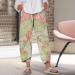 Green Floral Print Wide Leg Capri Pants - Women's Summer Elastic Waist Crop - Plus Size Large - Buy Online on GoSupps.com
