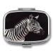 Pill Box Animal Zebra Print 2 Compartment Medicine Pill Case Pill Organizer Decorative Metal Portable Pill Box for Pocket Or Purse