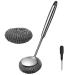 Stainless Steel Wool Scrubber Steel Scouring Pad with Long Handle 304 Steel Wool Scrubber for Kitchens Steel Wool Scrubber Pad with Strong Cleaning Ability for Pots Pans Grills and Sink 33*8cCm/12.99*3.15 inches