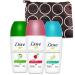 Dove Roll on Deodorant for Women Variety 3 Pack - Travel Size Deodorant Women Bundle with Pear and Aloe Cucumber Pomegranate Deodorants with 1.7 Ounces Plus Travel Bag | Dove Deodorant Bulk