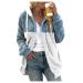 Hanxiulin fleece jacket plush jacket cuddly jacket women sweater fleece sweater long warm causal sweat jacket windproof women trench coat fluffy jacket 4xl blue