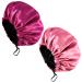 Fuyamp 2 Packs Satin Sleep Cap Adjustable Silky Sleep Bonnet for Women Long Curly Hair Double-Sided Waterproof Satin Hair Cap Extra Large Sleep Satin Bonnet for Women Girls Sleeping Pink+Rose Red