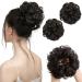 SARLA 2PCS Messy Hair Bun Hair Piece Small Scrunchies Synthetic Bun Hairpieces for Women Girls Updo Hair Extensions (Black Brown) Black Brown-2PCS
