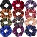 H&S Velvet Hair Scrunchies for Women Thick & Curly Hair - 12pcs - Colorful Hair Scrunchies for Women's Hair - Ultra-Stretchable Scrunchie Set for Hair Accessories